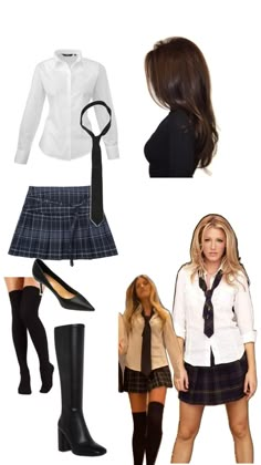 Blair Et Serena, Necktie Outfits For Women, Modest Streetwear, Modest Street Fashion, Street Fashion Inspiration, Halloween Coustumes, Gossip Girl Outfits, Edgy Looks