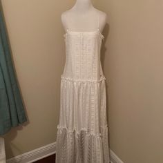 60 Inches Long White Lace Dress With A Nice Slip Underneath Elegant Tiered Maxi Dress For Vacation, Elegant Lined Maxi Dress For Vacation, Elegant Maxi Dress With Lace Trim For Day Out, Elegant Lace Trim Maxi Dress For Day Out, Elegant Lined Midi Dress For Daytime, Elegant Daytime Lined Dresses, Elegant Lace Trim Dress For Daytime, Elegant Daytime Dresses With Lace Trim, White Lined Maxi Dress For Dress Down Occasions