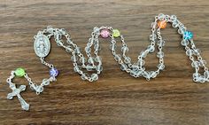 Catholic Prayer Rosary. Clear Crystals, Happy Faces, Silver Plated Crucifix, Virgin Mary Medallion. Smiley Faces, Rainbow Happy Faces, Y2K - Etsy