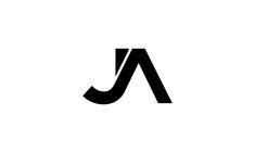 the letter j is made up of two black letters, one in the shape of a triangle