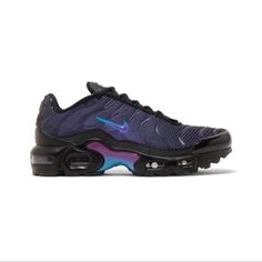 Nike Air Max Plus Gs 'Spirograph' New And Unworn Size 5.5 Mens Dynamic Purple Running Shoes With Air Max Cushioning, Purple Mesh Sneakers With Boost Midsole, Nike Breathable Purple Running Shoes, Purple Low-top Mesh Running Shoes, Dynamic Purple Lace-up Running Shoes, Purple Sports Sneakers With Translucent Outsole, Purple Mesh Sneakers For Sports, Dynamic Purple Low-top Running Shoes, Purple Mesh Streetwear Sneakers