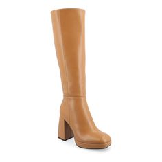 You simply can't beat the sleek and sophisticated style of these women's Journee Collection Mylah knee-high boots.Click this FOOTWEAR GUIDE to find the perfect fit and more! You simply can't beat the sleek and sophisticated style of these women's Journee Collection Mylah knee-high boots. Click this FOOTWEAR GUIDE to find the perfect fit and more! FEATURES Tru Comfort Foam footbed Covered block heel Inside zipper Knee highCONSTRUCTION Faux leather upper Faux Fur lining Faux leather midsole Man-ma Square Toe Boots, Toe Boots, Women Men Shoes, Journee Collection, Toe Designs, Sophisticated Style, Brown Boots, The 4, Knee High Boots