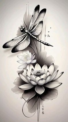 two dragonflies sitting on top of a flower