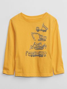 babyGap Graphic T-Shirt | Gap Factory Yellow Tshirt, Long Sleeve Kids, New Dads, Boys Long Sleeve, Jersey Knit Fabric, Cute Tshirts, Baby Gap, Boys Shirts, Knit Jersey