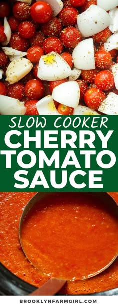 this slow cooker cherry tomato sauce is so good and it's ready to be eaten