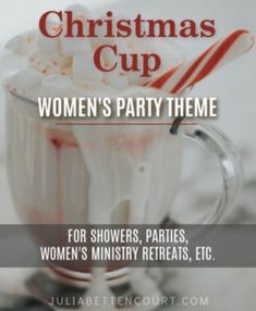 a woman's party theme is featured in this ad for the women's christmas cup