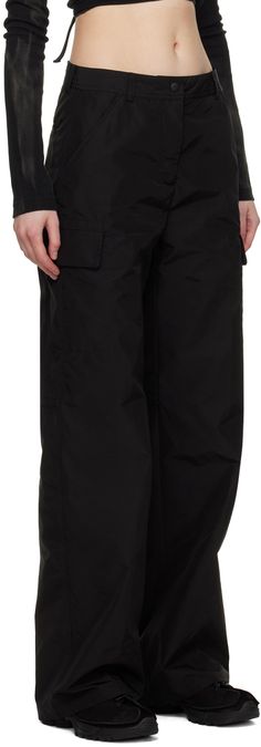 Wide-leg nylon- and polyester-blend taffeta trousers. · Belt loops · Four-pocket styling · Zip-fly · Creases at front · Flap pocket at outseams · Bungee-style drawstring at back Supplier color: Black grace nylon Winter Utility Nylon Parachute Pants, Utility Nylon Bottoms With Patch Pockets, Winter Nylon Parachute Pants With Pockets, Nylon Trousers With Pockets, Nylon Work Pants With Multiple Pockets, Techwear Straight Leg Parachute Pants, Nylon Parachute Pants With Side Pockets For Work, Functional Nylon Straight Leg Cargo Pants, Utility Nylon Parachute Pants For Workwear