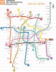 the red del metro map is shown with many different lines and numbers on it,