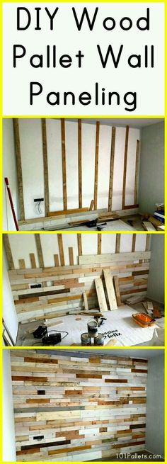 the diy wood pallet wall paneling project is easy to make and looks amazing