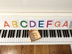 a piano with the letters abcdefga and b on it's side