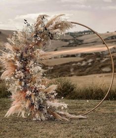 an artistically decorated hoop in the middle of a field