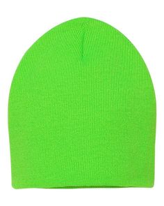 8 Knit Beanie - NEON GREEN - ONE SIZE | Sportsman 8 Knit Beanie Hat in Neon Green | Acrylic Knit Beanie Hat, Pom Beanie, Knit Cuff, Knitting Materials, Neon Yellow, Striped Knit, Beanie Hat, Neon Green, Knit Beanie