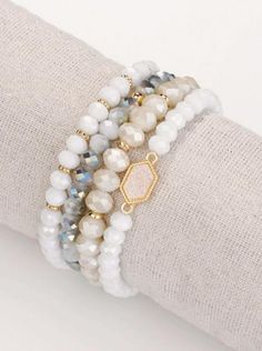 The Ivory Bone Nova Bundle Bracelet Set is Simplistic and Adorably Chic, Perfect for that Friday Night Out or a Day of Play ~ Also Makes a Fun Gift Bead Things, Jewelry Knowledge, Stretchy Beaded Bracelet, Bones Bracelet, Bracelet Inspo, Bracelets Design, Diy Bracelet Designs, Geometric Decor, Beads Bracelet Design