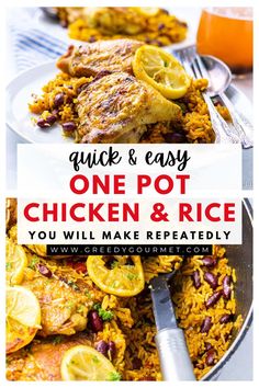 A flavorful one pot chicken and rice dish, garnished with lemon slices. Sous Vide Asparagus, Rice With Lemon, One Pot Chicken And Rice, Lemon Chicken Rice, Flavorful Rice, Rice And Chicken, Chicken And Rice Dishes, Lemon Recipe, Chicken Dishes Easy