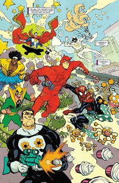 an image of the cover to captain america and other comic characters in front of a city