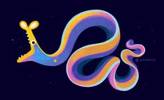 the colorful snake is floating in the air with it's head turned to look like an octopus