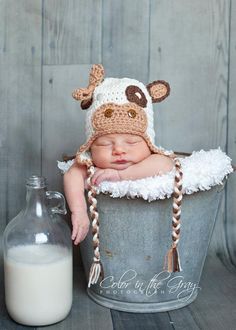 Cow Baby Showers, Earflap Hat, Baby Props