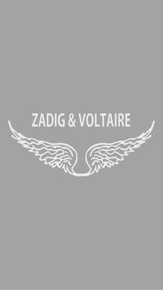 the logo for zadig & voltaire is shown in white on a gray background