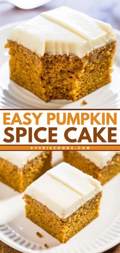 The BEST pumpkin cake recipe ever! Incredibly moist with a homemade cream cheese frosting, this Easy Pumpkin Spice Cake will become one of your Thanksgiving desserts that aren't pie. Put this spiced pumpkin cake on your Thanksgiving sweet treat ideas! Pumpkin Cake With Box Cake, Easy Pumpkin Spice Cake, Moist Pumpkin Cake, Fall Deserts, Spice Cake Recipes, Texas Sheet, Pumpkin Cake Recipes, Pumpkin Recipe, Fall Desserts Easy