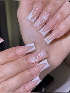 Neutral Nails Acrylic, Acrylic Nails Nude, Winter Nails Acrylic, Christmas Gel Nails, Simple Acrylic Nails, Girly Acrylic Nails, French Tip Acrylic Nails, Acrylic Nails Designs, Short Square Acrylic Nails