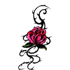 a pink rose tattoo design on a white background