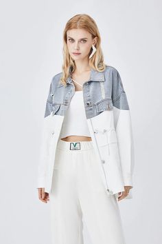 French-style commuter denim jacket – IFAUN Fall Style Casual, Colour Blocking Fashion, Denim Color, Elastic Fabric, Fall Style, Colored Denim, Casual Pullover, Classic Shirt, Modern Woman