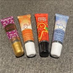 4 New Bath And Body Works Flavored Lip Gloss Bundle Includes Sparkling Berrytini Merry Mimosa Merry Cookie Frosted Icing Firm On Price Items Crossposted Merry Mimosa, Dr Items, Lip Gloss Bundle, Peppermint Cocoa, Lip Gloss Set, Peppermint Patties, Plumping Lip Gloss