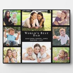 the world's best dad photo collage is shown in black and features six different photos