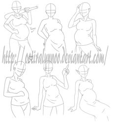 an image of pregnant women in different positions to show how to draw the breast shape