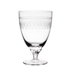 a clear wine glass on a white background