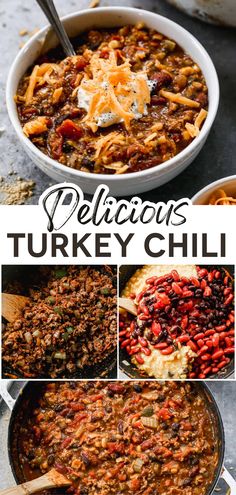 delicious turkey chili recipe in a white casserole dish