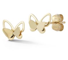 Add a touch of whimsy to your look with these openwork butterfly stud earrings. These 14K gold earrings capture the delicate beauty of butterflies with an asymmetric design, perfect for everyday wear or special occasions. From Luminosa Gold. Butterfly Stud Earrings, Butterfly Earrings Stud, Delicate Beauty, Asymmetrical Design, Gold Earrings, Butterflies, Everyday Wear, Jewelry Earrings, Stud Earrings