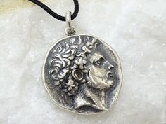 Very rare and absolutely hand carved Perseus sterling silver big coin necklace, Amphipolis rare coin pendant, Big protection coin, Powerful lucky jewelry, Greece coinage, precious coin. Kings of Macedon. Perseus, 179-168 BC. Tetradrachm (Silver, 25.5 mm, 14gr.), of Attic weight, Pella or Amphipolis, c. 173-171. Diademed head of Perseus to right. Rev. ΒΑΣΙΛΕΩΣ ΠΕΡΣΕΩΣ Eagle with spread wings standing right on thunderbolt; above and to right, monogram of ΖΩ; between legs, monogram of ΛΩ; all withi Handmade Sterling Silver Medallion Coin Necklace, Handmade Sterling Silver Coin Necklace, Spiritual Silver Coin Necklace, Sterling Silver Amulet Coin Necklace, Handmade Symbolic Coin Pendant Necklace, Handmade Symbolic Pendant Coin Necklace, Handmade Silver Coin Necklace With Symbolic Style, Ancient Style Coin Pendant Necklace For Gift, Handmade Silver Coin Medallion Necklace