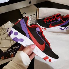 New In Box, No Box Lid, 100% Authentic, Firm Price! The Nike React Element 55 Women's Shoe Borrows Design Lines From Heritage Nike Runners Like The Internationalist, Adds Reflective Graphics Then Places It All On Nike React Technology. Lightweight Textile Upper Has A High Sheen For An Elevated Look. Nike React Technology Delivers An Extremely Smooth Ride. Rubber Pods On The Midsole/Outsole Provide Durable Traction. Tpu Heel Clip Provides A Stable Feel. Color: Black/ University Red Women's Size 7 Nike React Element 55 Women, Look Nike, Nike Runners, Nike React, Nike Shoes, Nike Women, Athletic Shoes, Black And Red, University