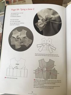 an open book with instructions on how to tie a bow in the front and back