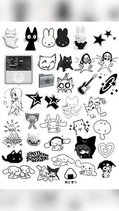 an assortment of cartoon stickers on a white background