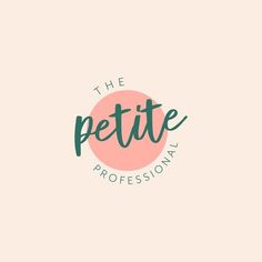 the petite professional logo is shown on a light pink background with green and black lettering