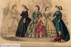 Today's post Victorian Fashion Colors & Fabrics 1840s-1890s from Vintage Dancer. What were Victorian fashion colors? The Victorian era having spanned 5 decades and nearly 100 years had a variety of fashionable colors women wore. Victorian color trends were influenced by art, geography, social class and available dyes and fabrics. In an effort to compare one Victorian decade to the next I looked at surviving antique ... Read More about Victorian Fashion Colors & Fabrics 1840s-1890s Toda 1864 Dresses, Ancient Fashion, 1860s Fashion, 1870s Fashion, 1860 Fashion, 1880s Fashion