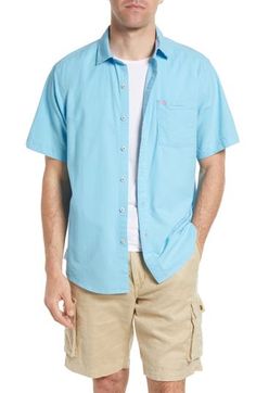 Perfectly rumpled seersucker made with breathable cotton keeps every sunny day comfortable in a shirt sporting plenty of stretch to keep you moving. 29" length (size Medium) Spread collar Short sleeves 94% cotton, 6% spandex Dry clean or machine wash, tumble dry Imported Unstructured Button-up Beach Shirt, Beach Short Sleeve Cotton Shirt With Pockets, Beach Cotton Short Sleeve Shirt With Pockets, Cotton Short Sleeve Shirt With Pockets For Beach, Cotton Short Sleeve Shirt With Pockets For Vacation, Unstructured Cotton Shirt For Vacation, Unstructured Cotton Camp Shirt For Spring, Summer Seersucker Shirt With Short Sleeves, Summer Seersucker Short Sleeve Shirt