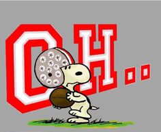 a cartoon character holding a football in front of the letter o