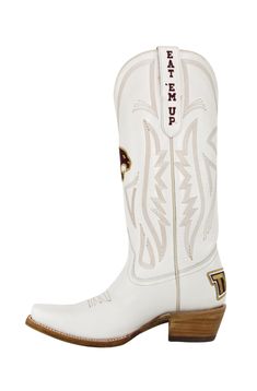 *** FIT TIP: Our Gameday Boots have a slim fit through the ankle and foot. For all-day comfort, we recommend going up at least half a size! *** Your favorite Gameday Accessory now comes in premium ivory leather. Same, can’t get enough of it, fresh leather smell….New look! These handcrafted boots are sure to provide quality and comfort for countless Championship seasons to come. Made of premium, genuine ivory leather Goodyear Welt construction Ultracomfort memory foam insole Smooth leather lining Texas State University, Handcrafted Boots, Body Sunscreen, Texas State, Western Boot, Boutique Tops, Goodyear Welt, Cleanser And Toner, Mini Fashion