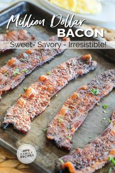 the bacon is cut up and ready to be cooked in the oven with parsley on top