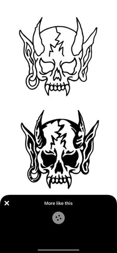 an iphone with two skulls on the screen and one skull in the middle, while another is