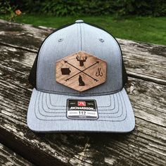 This is a completely custom youth hat, perfect for every kid who loves to show off their favorite hobbies. The leather patch in front will come with your choice of emblems on each side of the cross arrows.  You can add emblems to all sides of the arrows if desired. Please see the photo that has multiple emblems in it. Choose which ones you would like and leave this info into the personalized or note to seller box. If you are looking for a different emblem please let us know and we will see if we Youth Hunting, Water Hat, Richardson Hats, Snap Back Hat, Hunting Hat, Laser Engraved Ideas, Laser Ideas, Personalized Hats, Hat Patches