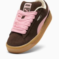 Suede XL Women's Sneakers, Chestnut Brown-Peach Smoothie-Frosted Ivory, extralarge Shojo Girl, Puma Shoes Women, Peach Smoothie, Pretty Sneakers, Sneakers Fashion Outfits, All Nike Shoes, Puma Logo, Sneakers Puma, Hype Shoes