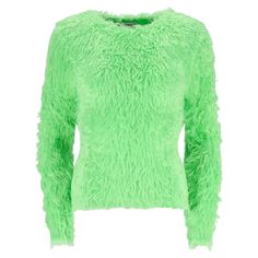 Brand New - Balenciaga Oversoft Fluffy Sweater/Jumper] Neon green shaggy/fluffy knitted jumper with round neck and long sleeves. Rrp approx £890 Size - S Condition - Brand New With Labels Composition - 99% Polyamide, 1% Elastane Fluffy Jumper, Embellished Sweatshirts, Cardigan Design, Fluffy Sweater, Logo Knit, Chic Leather, Knitted Hood, Poncho Style, Cashmere Jumper