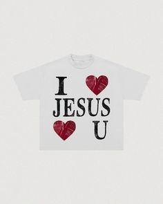 "JESUS <3 U" CROPPED TEE I Love Jesus Shirt, Boxy Tee Outfit, I Love T Shirt, Jesus Clothing, Jesus Merch, Christian Outfits, Christian Clothes, Christian Merch, Christian T Shirts