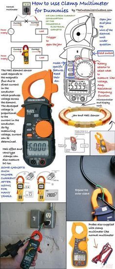 the instructions for how to use clamp multimeters with pictures and diagrams on it