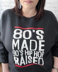 This throw back design is perfect choice for a relaxing afternoon after running errands and raising kids! For days at home, pair it with your favorite leggings and say hello to comfort heaven. Crewneck Sweatshirt Outfit, 90's Hip Hop, Kinda Classy Kinda Hood, Favorite Leggings, After Running, 90s Hip Hop, Throw Back, Sweatshirt Outfit, Cute Jeans