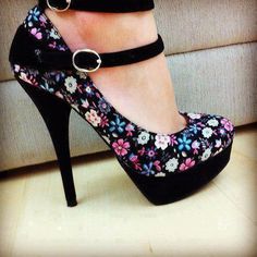 Magic Shoes, Chic Chic, Awesome Shoes, Floral Heels, Ankle Strap High Heels, Kinds Of Shoes